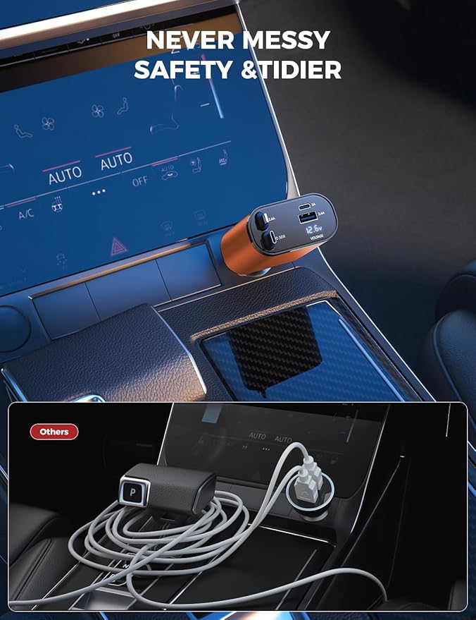 【Upgraded】 SUPERONE Retractable Car Charger 4 in 1, Fast Car Phone Charger - Image 4