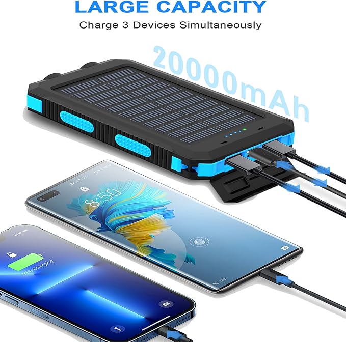 Solar Charger, 20000mAh Portable Type-C Solar Power Bank - Image 3