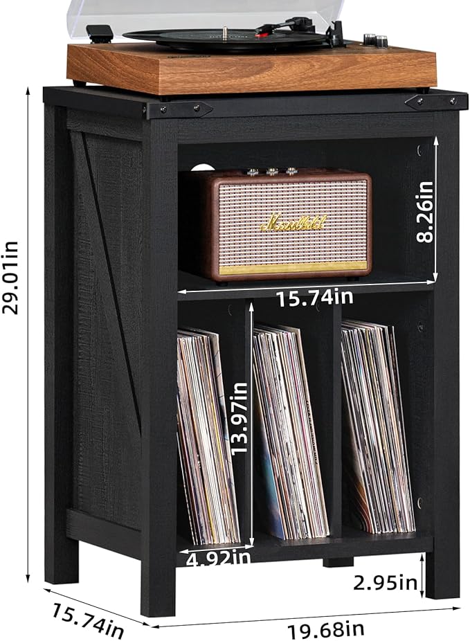 Record Player Stand with Vinyl Record Storage - Image 2