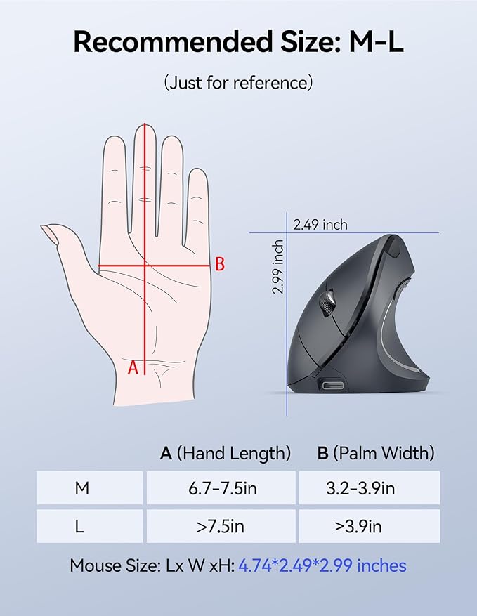 TECKNET Ergonomic Wireless Mouse, Rechargeable Mouse Wireless Silent - Image 8