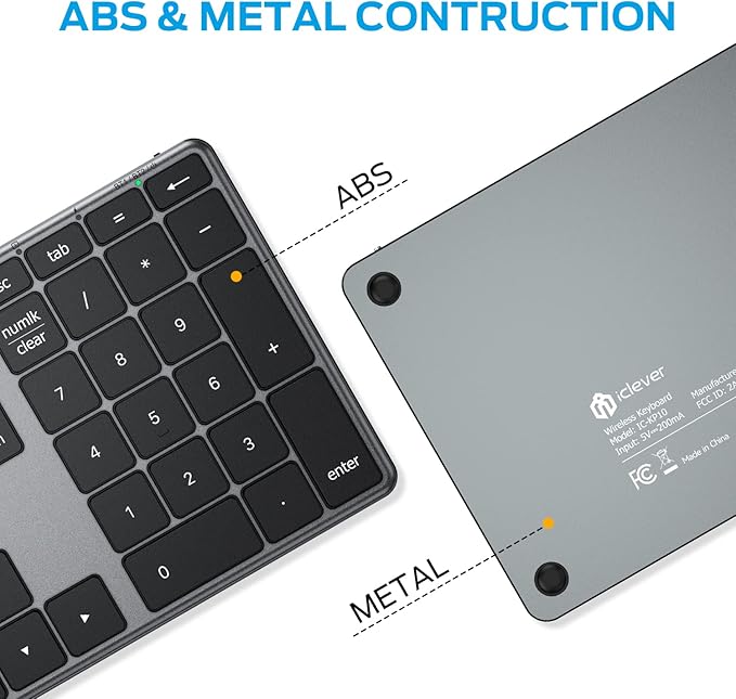 iClever Number Pad, Aluminum Wireless Number Pad - Image 4