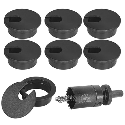 1-3/8" Black Desk Grommet with Bi-Metal Hole Saw, JTemgle Plastic Cable Hole by JTemgle