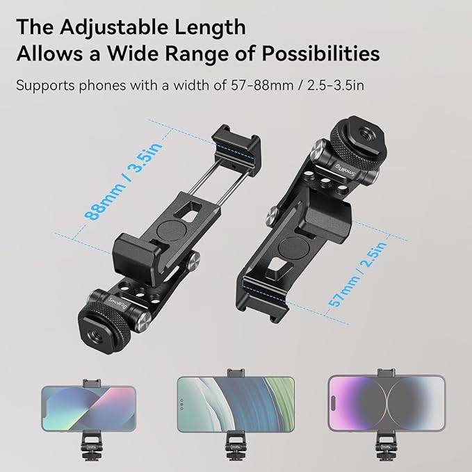 SMALLRIG Universal Phone Tripod Mount, Metal Cell Phone Mount - Image 5