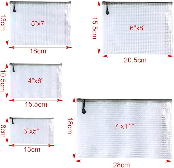 Oaimyy-15 Pcs-5"x 7"-Mesh Zipper Pouches File Bags Puzzle Storage Bags Folders - Image 4