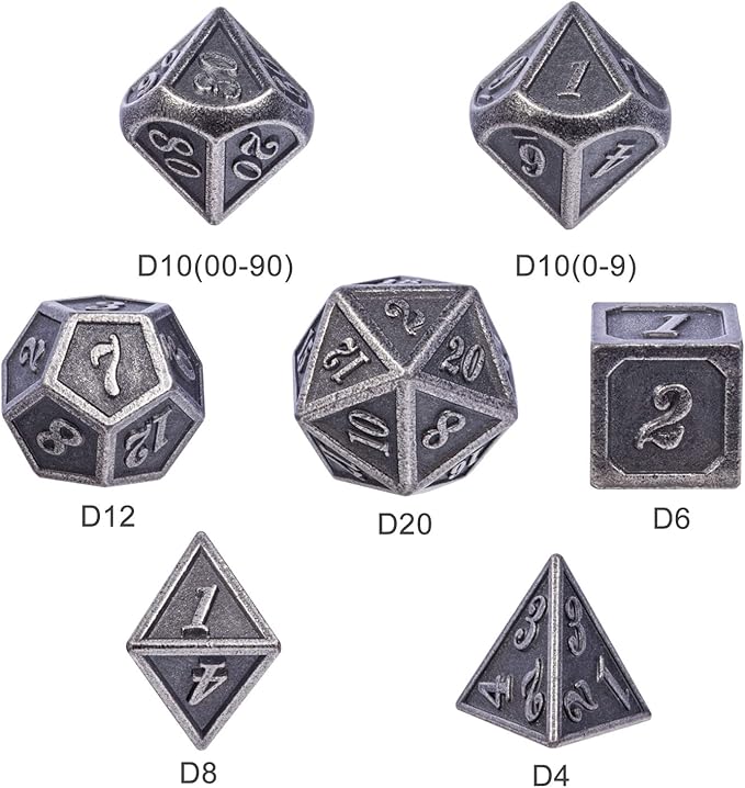 DnDnD Acient Silver Metal DND Dice Set, Pathfinder, Savage World and Table Games - Image 7