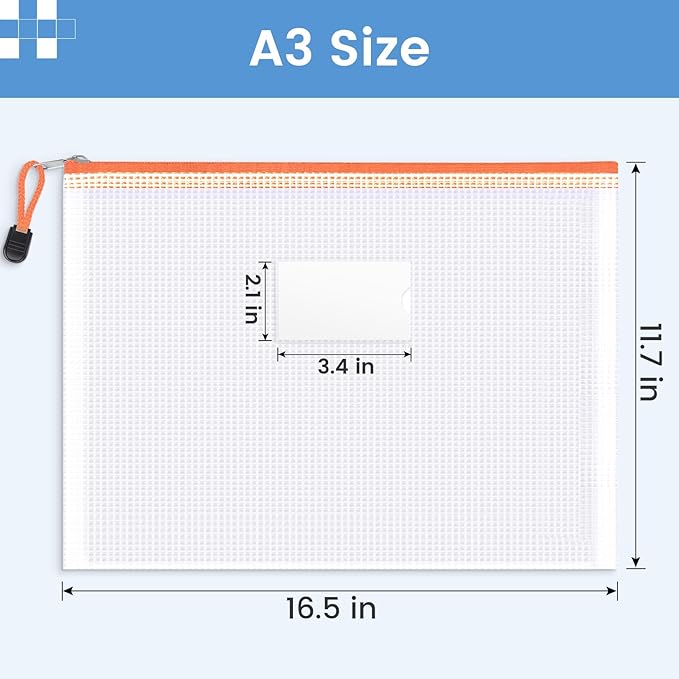 Sooez 24 Pack Super Large Mesh Zipper Pouch Bags, A3 Storage Bags - Image 2