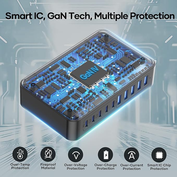 10 Ports USB C Charger Block, 450W USB Charging Station - Image 8