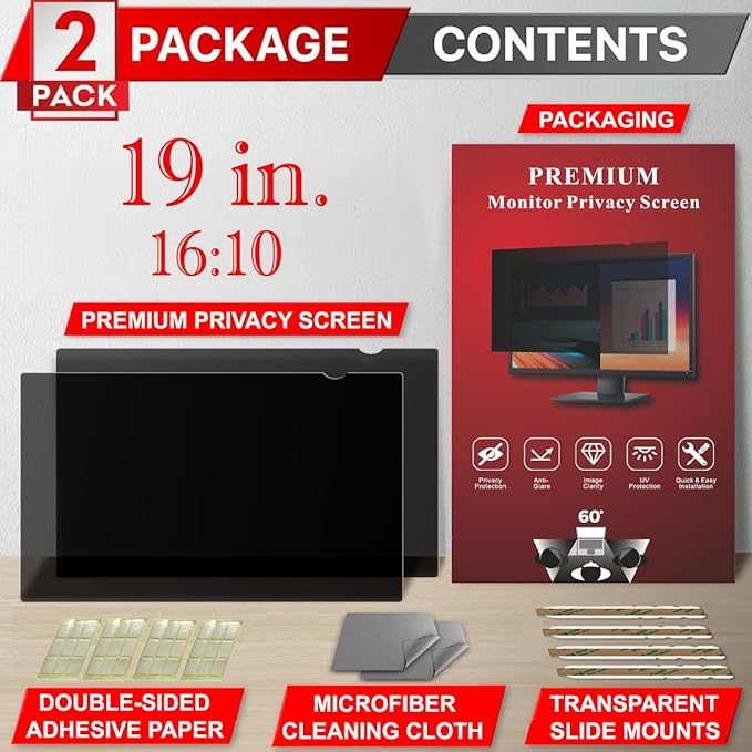19 Inch Privacy Screen Filter for Widescreen 16:10 Monitor | Privacy Shield | - Image 4