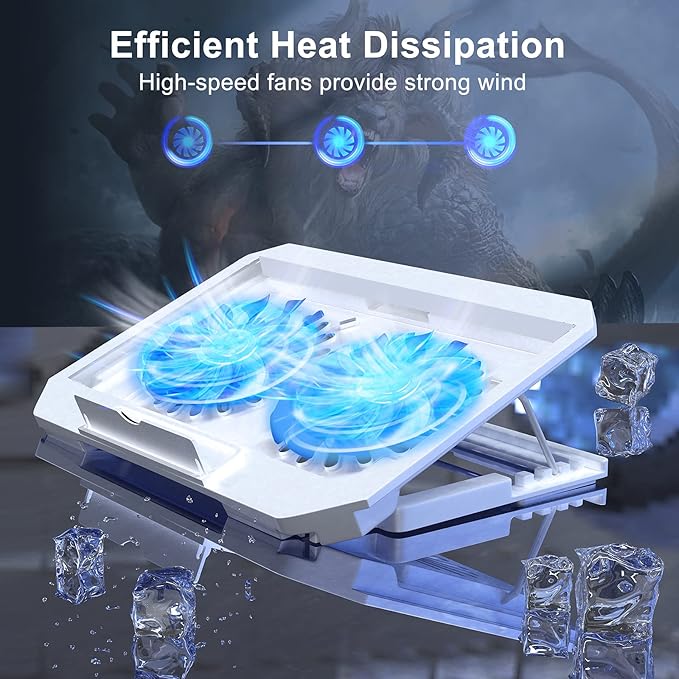 LIENS Laptop Cooling Pad with Adjustable Height Two 5.1 Inches Fan 2 USB Ports - Image 2