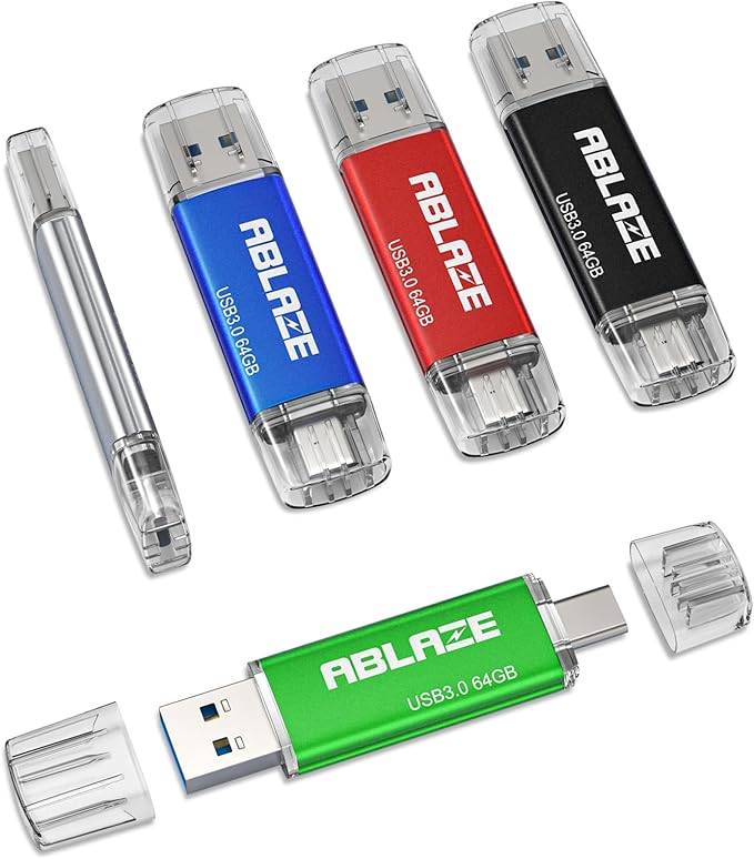 ABLAZE Type C Flash Drive 64GB 5 Pack, Dual USB 3.0+USB C Flash Drive Compatible by ABLAZEGlobal