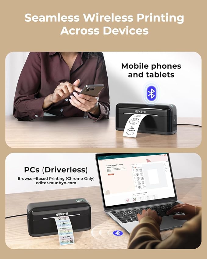 MUNBYN Bluetooth Thermal Label Printer RealWriter RW402B, 4x6 Shipping Label - Image 9