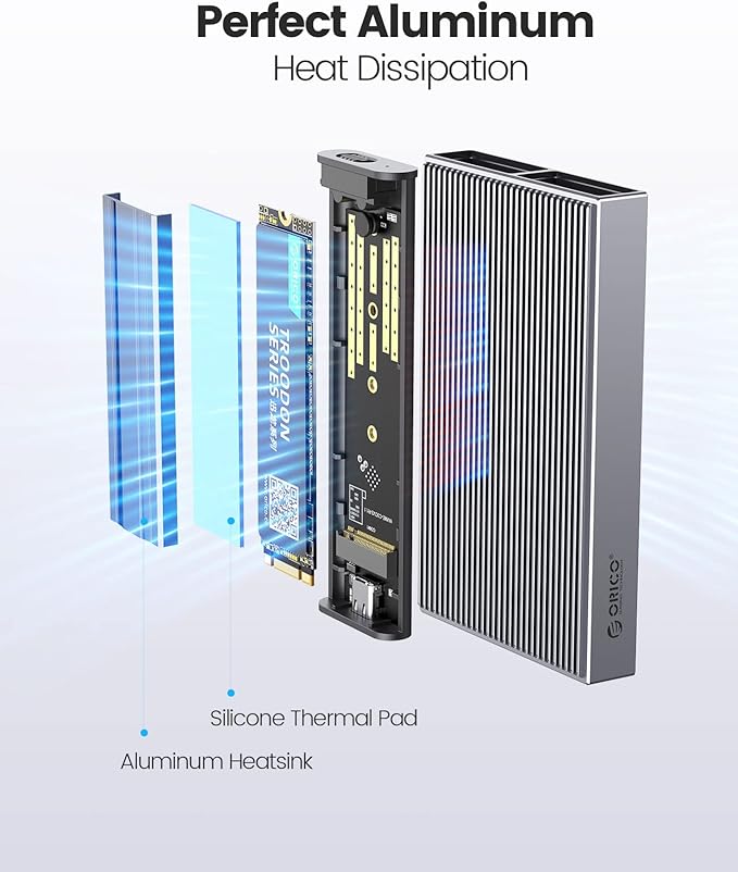 ORICO Dual M.2 NVMe SATA SSD Enclosure, USB C to M2 Adapter - Image 5