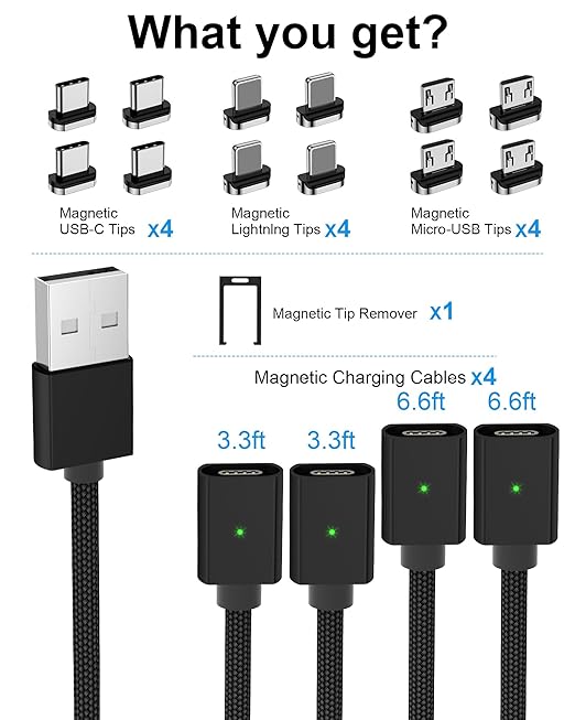 ZBF Magnetic Charging Cable 3A Fast Charging 3 in 1 Magnetic Phone Charger - Image 6
