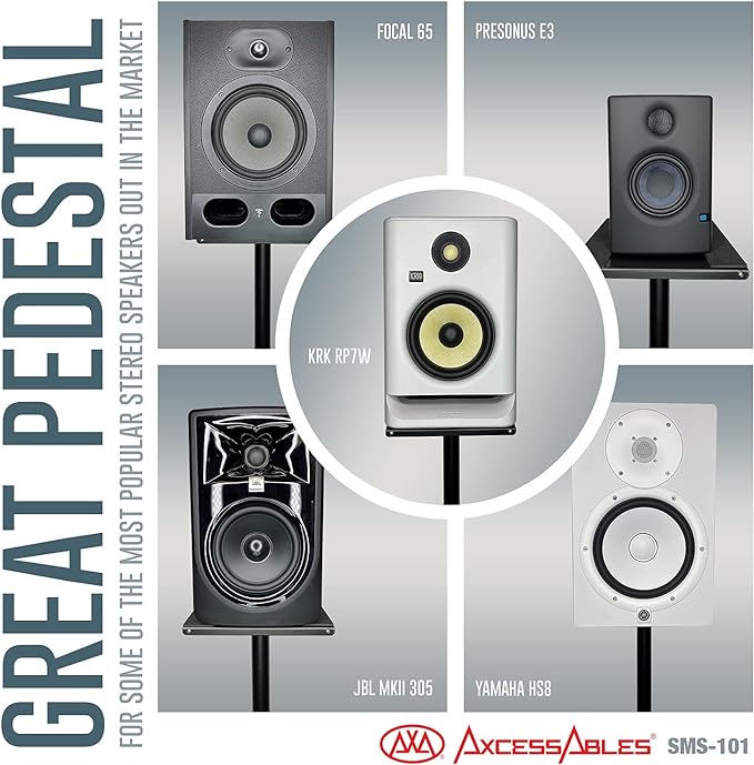 AxcessAbles Studio Monitor Speaker Stands Pair. 80lb Capacity per Stand. - Image 6