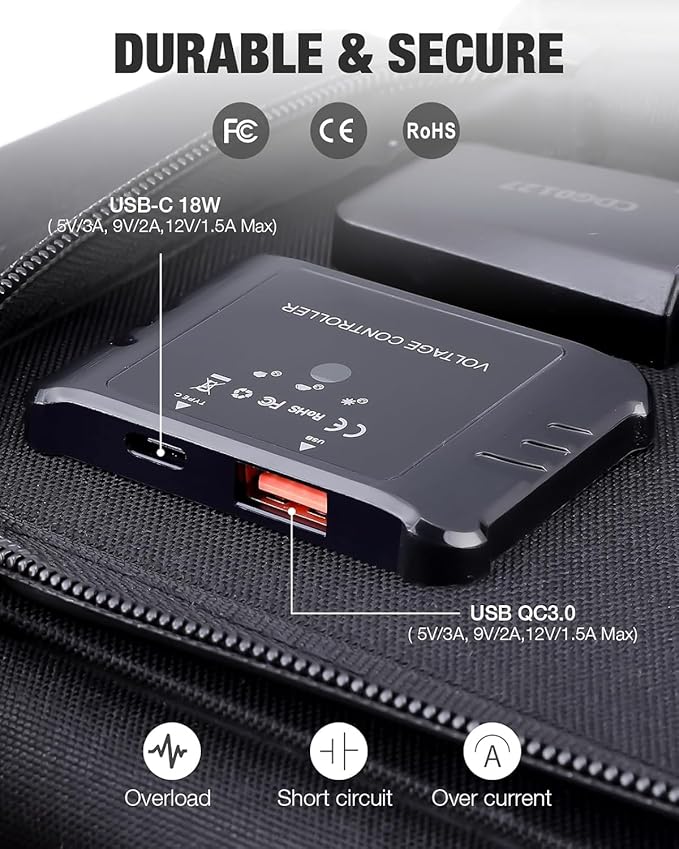 GRECELL 80W Portable Solar Panel, Foldable Solar Panel QC3.0 USB-A &Type-C Port - Image 8