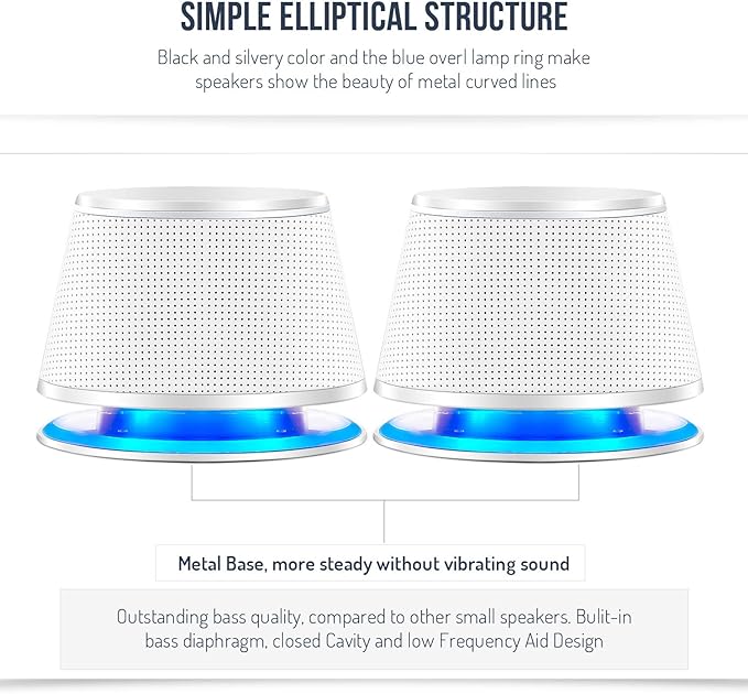 SW102 Computer Speakers, Deep Bass in Small Body, Stereo 2.0 USB Powered 3.5mm - Image 3