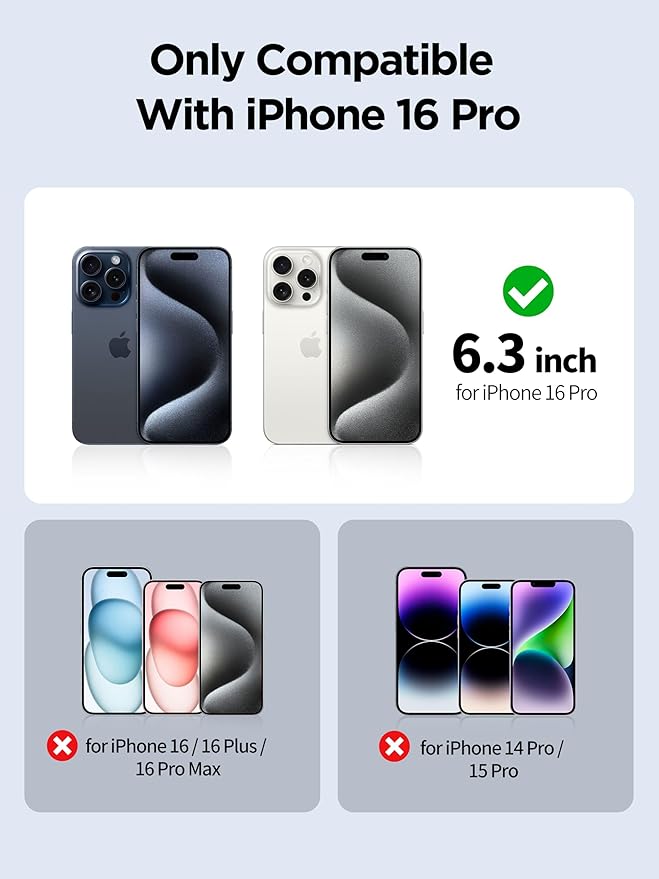 Compatible for iPhone 16 Pro Privacy Screen Protector Tempered Glass 6.3 Inch - Image 2