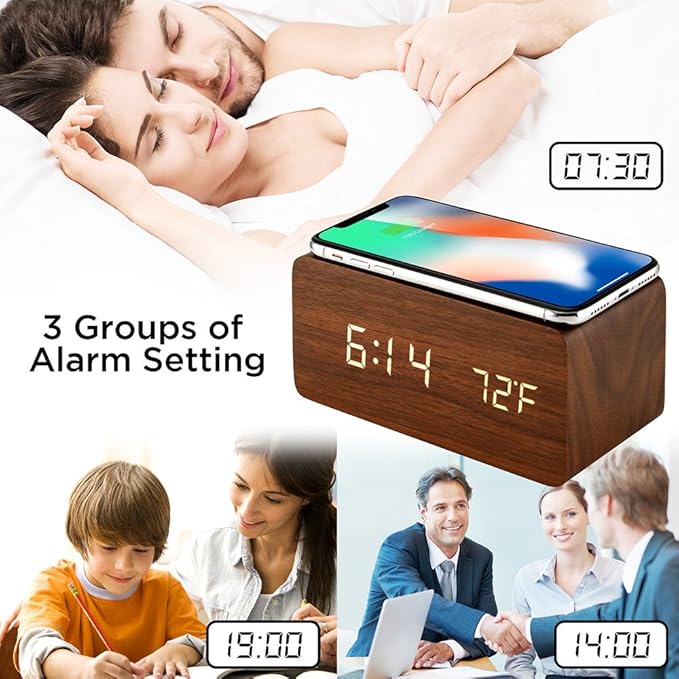 OCT17 Alarm Clock with Qi Wireless Charging Pad Compatible with iPhone Samsung - Image 8