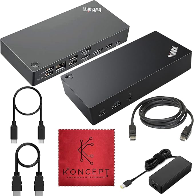 40AS0090US Lenovo Thinkpad Docking Station USB-C Gen 2-1 Year Warranty by Amazon+Renewed