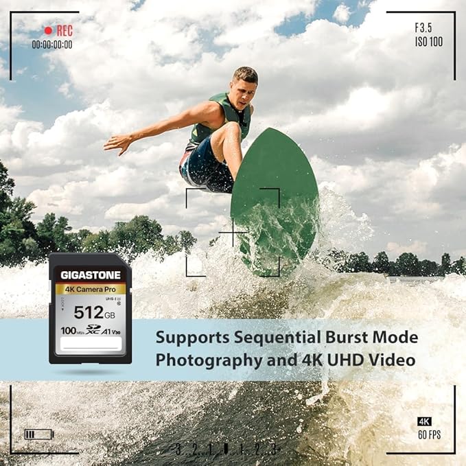 GIGASTONE 512GB SD Card with USB Type C Card Reader, 4K Camera Pro, A1 V30 U3 - Image 6