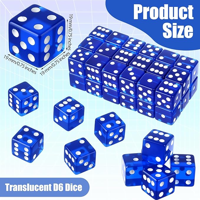 36 Piece 19 mm Casino Style Craps Dice Sets Acrylic and Translucent D6 Dice - Image 4