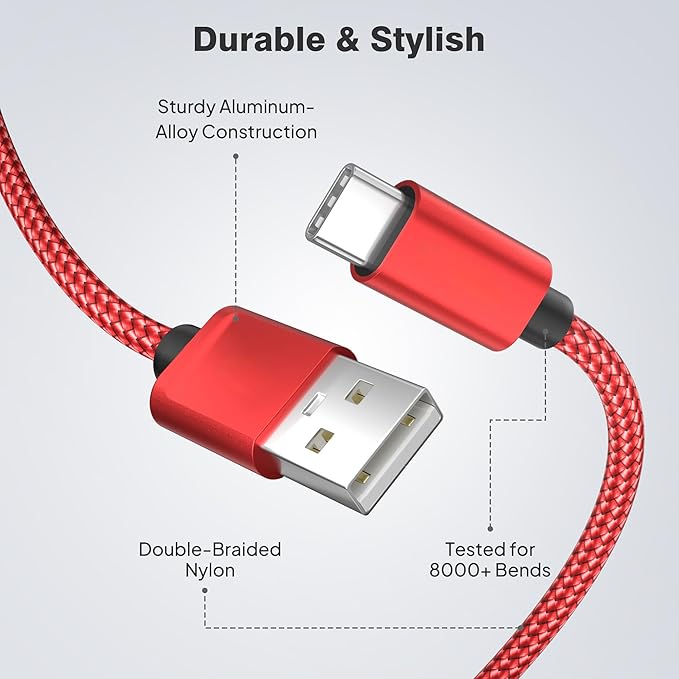 Elebase USB Type C Charger Cable 3 Pack 1.5/3.3/6.6FT, Car Charging Cord - Image 4