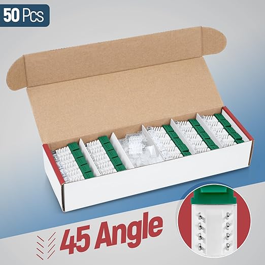 Everest 45° Angled RJ45 Cat6 Keystone Jacks 50-Pack in Green - Image 2