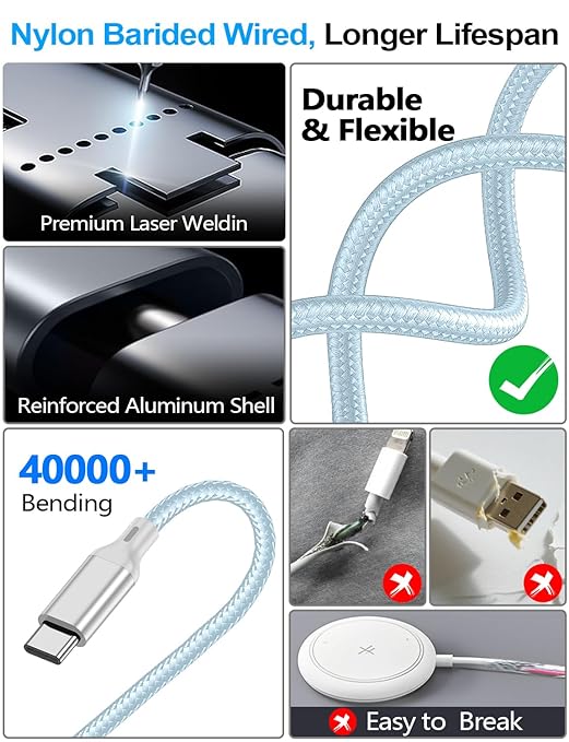 2 Pack Charging Cable for Apple Watch Charger/Samsung/iPhone Charger, - Image 5