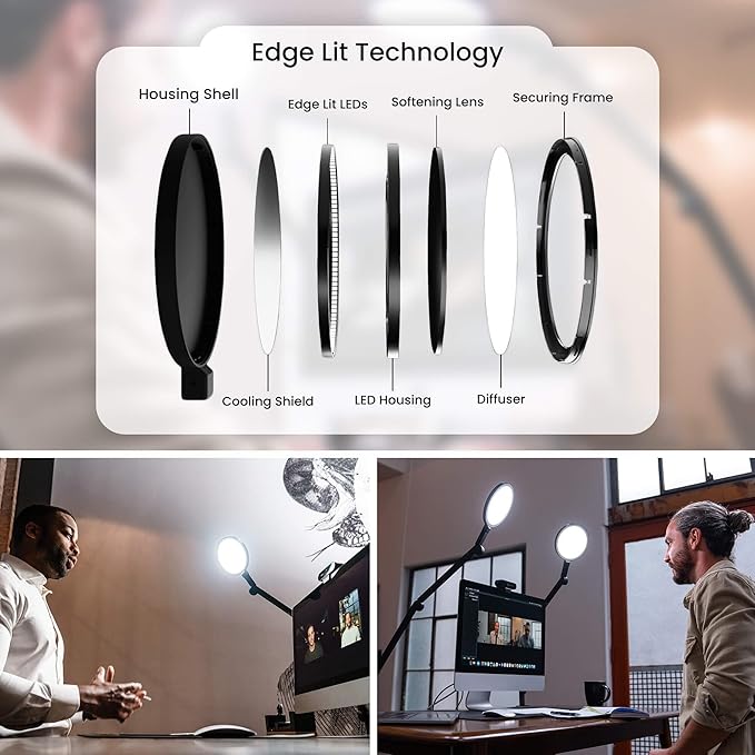 LUME CUBE Edge Light 2.0 LED Black Desk Lamp | Dimmable Home Office Desk Light - Image 4