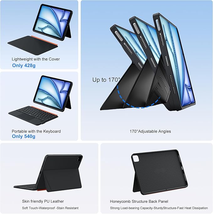 WIWU for iPad Keyboard Case 11 Inch A16 11th /10th Gen 3 in 1 Magnetic - Image 5