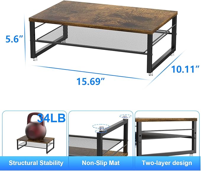 gianotter 2-Tier Metal Monitor Stand Riser, Desk Organizer - Image 4