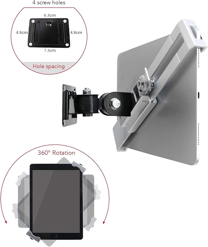 Tablet Wall Mount Holder with Anti Theft Lock, Rotate Design, Bracket - Image 2