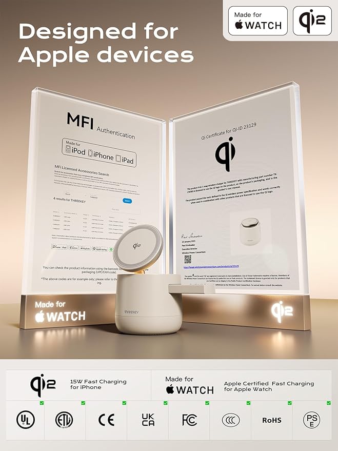 MFI Certified by Apple, 4 in 1 Magsafe Wireless Charging Station, Qi2 15W - Image 4