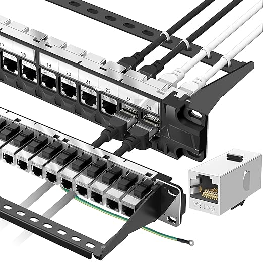 Jadaol 24 Port Shielded Patch Panel Rack or Wall Mount 19-Inch, 1U Cat6A by WespecializeinEthernetcablesandrelatedperipheralproducts