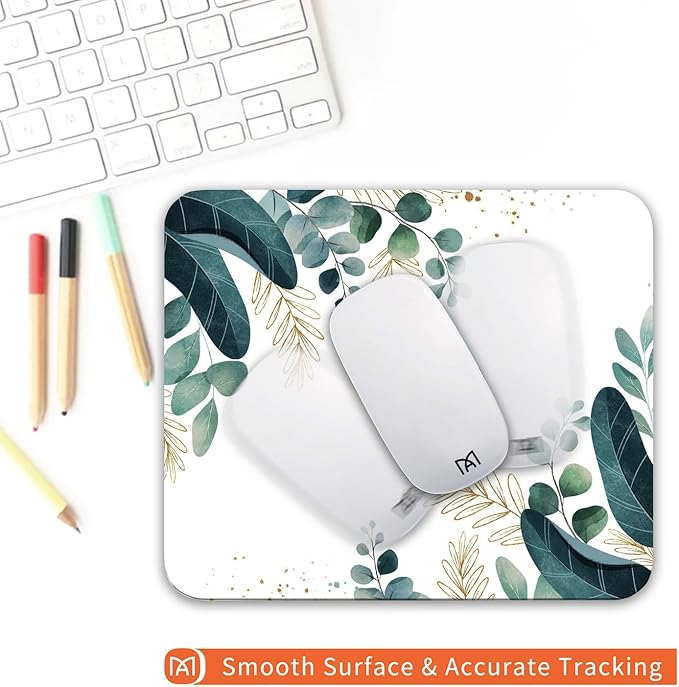 Square Mouse Pad Green Leaves, Personalized Premium-Textured Custom Mouse Mat - Image 4