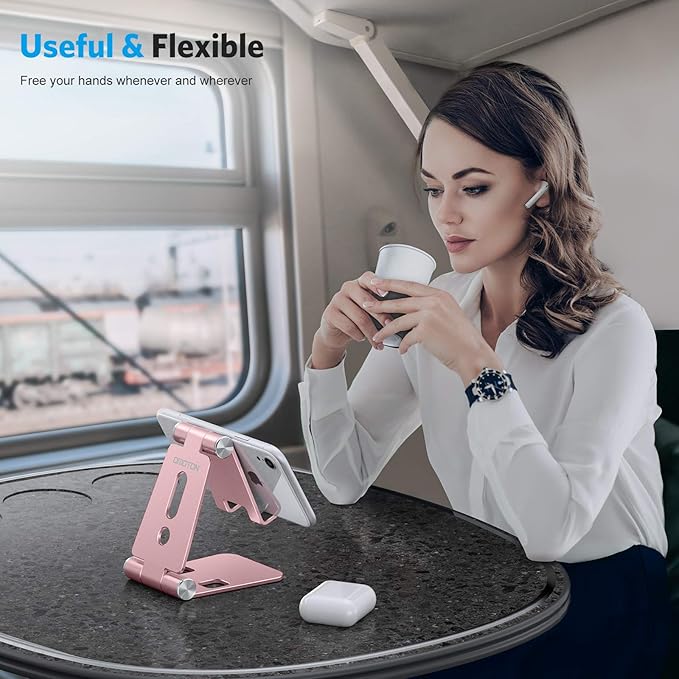 OMOTON Foldable Cell Phone Stand, C4 Portable Aluminum Phone Holder, Adjustable - Image 6