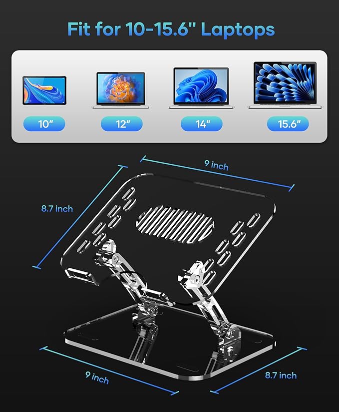 2 Pack Acrylic Laptop Stand for Desk, Adjustable Ergonomic Laptop Riser - Image 5