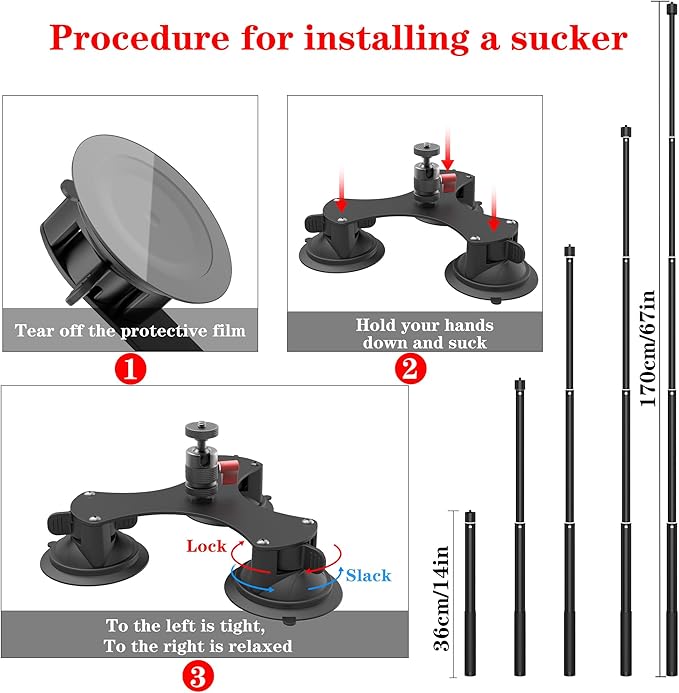 Taisioner Suction Car Mount for Camera Insta360 X5/X4/X3/X2/GO 3/ONE/RS - Image 4