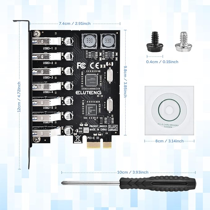 ELUTENG PCIE USB 3.0 Card 7 Ports PCI Expree to USB Expansion Card Super Speed - Image 8