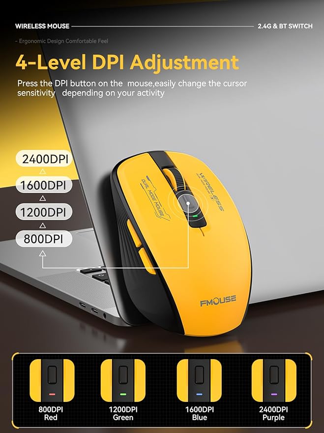 Wireless Mouse with Forward/Backward Side Keys, Silent Click, Ergonomic - Image 6