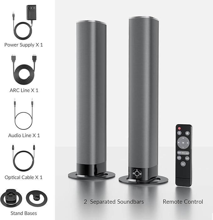 Sound Bar, 80W Soundbar with Bluetooth/ARC/Opt/AUX Connect, with Volume Boost - Image 7