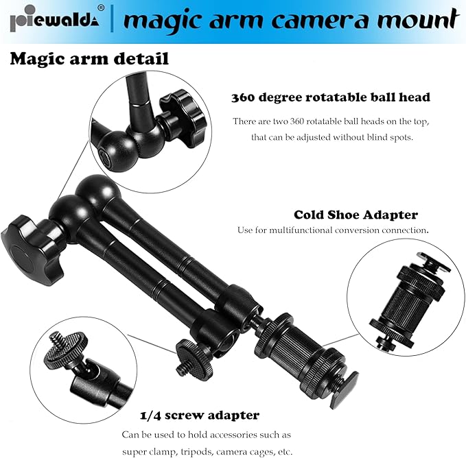 Magic arm Camera Mount ，articulating arm- 11 Inch Metal Adjustable Friction - Image 2