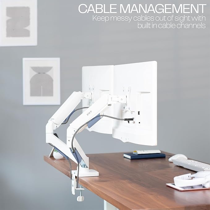 VIVO Dual Monitor up to 32 inches and 19.8 lbs per Screen, Mechanical Arm Desk - Image 7