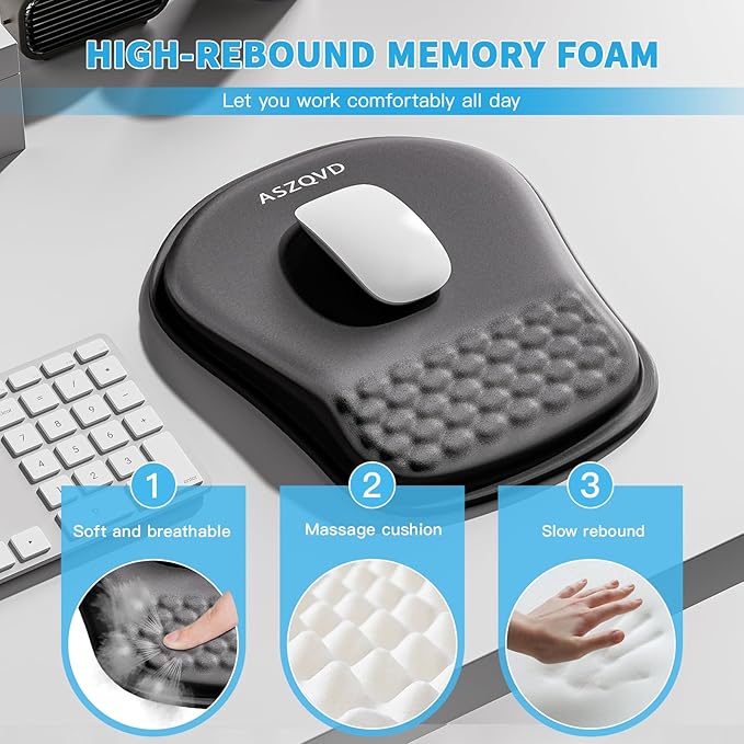 Mouse Pad with Wrist Rest, Ergonomic Mousepads with Wrist Support, Soft Lycra - Image 3