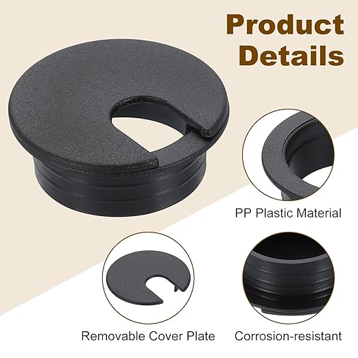 uxcell 6 Pcs 35mm Desk Grommet, Plastic Cable Hole Cover, Wire Cord Cable - Image 3