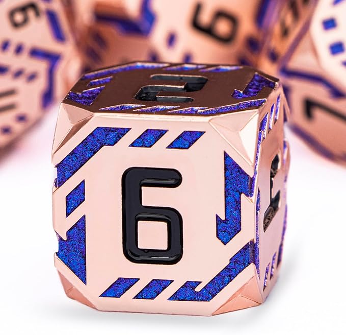 Metal DND Sci-fi Dice Set 7PCS Stripe Polyhedral Dice - Image 3