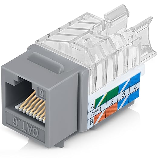 Everest 45° Angled RJ45 Cat6 Keystone Jacks 100-Pack in Gray - Image 9
