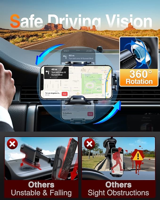 VANMASS Car Phone Holder Mount 2025 Upgraded Car Vent Phone Mount Clip - Image 3