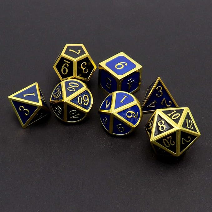 Haxtec Temperature Color Chaning Metal DND Dice Set Gold Blue Polyhedral D&D - Image 3