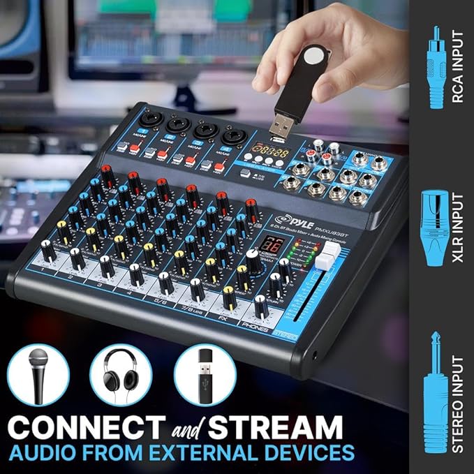 Pyle Professional Audio Mixer Sound Board Console Desk System- Interface 8 - Image 3